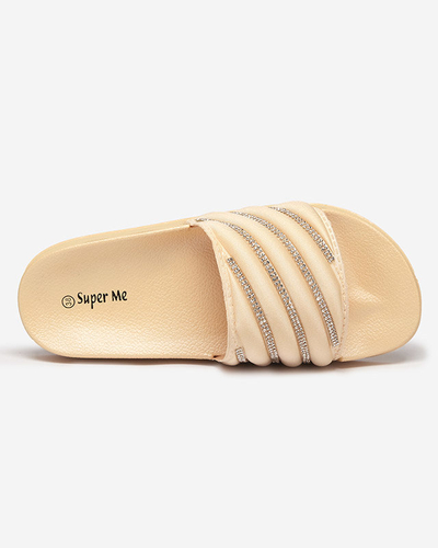 OUTLET Papuci de dama aurii cu zirconiu cubic Mytaris - Incaltaminte