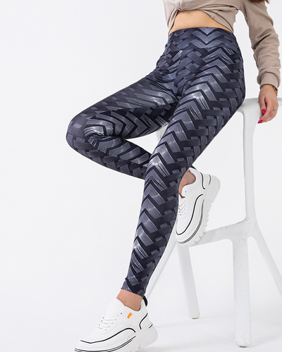 Jambiere de damă cu model alb-negru cu talie înaltă - Îmbrăcăminte