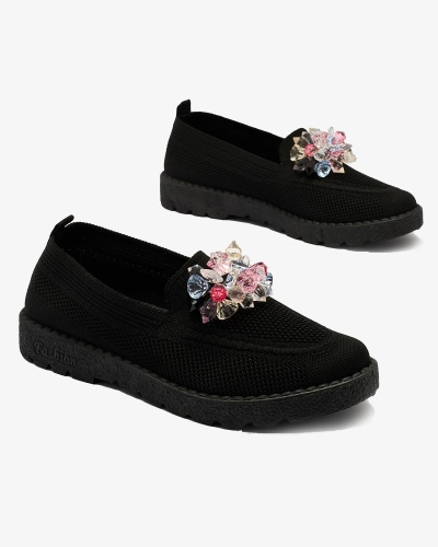 Royalfashion Pantofi de damă negri înfrumusețați pe jumătate Enweta