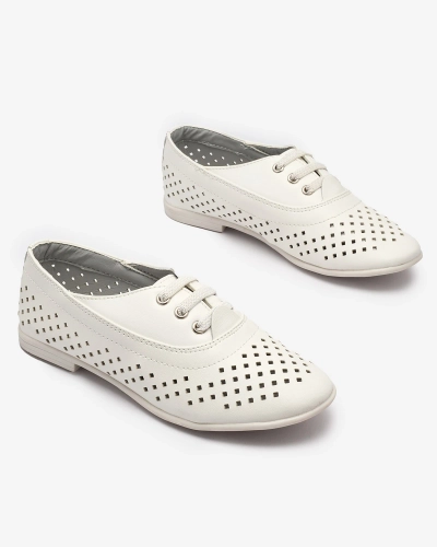 Mocasini alb traforați pentru copii Janno- Footwear