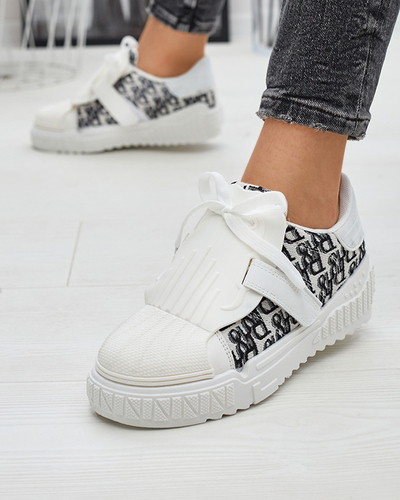 White Printed Sports Sneakers Harrett- Footwear