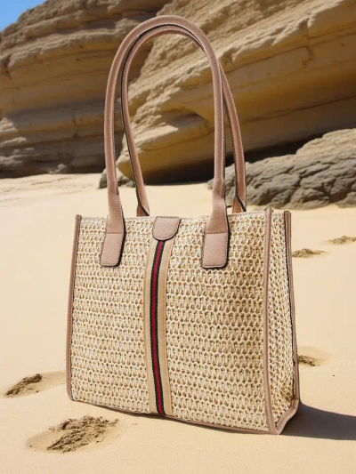 Royalfashion Geantă de vară pentru femei din paie mare