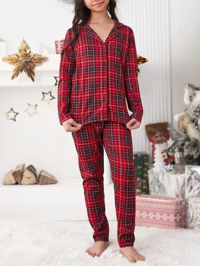 Royalfashion pijama de Crăciun pentru copii din bumbac tartan