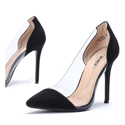 Czarne czółenka na szpilce z przezroczystą wstawką Aurelia - Obuwie