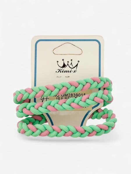 Royalfashion Set de elastice de păr împletite colorate, set de 3 bucăți