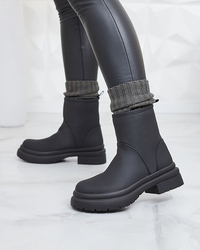 Royalfashion Cizme negre mate pentru femei cu talpă mai groasă Holeopi