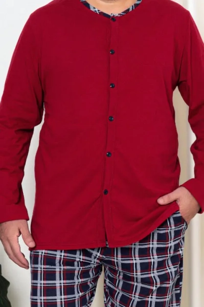 Royalfashion Pijamale Bărbați Din Bumbac Caro cu Mărime MARE