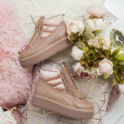 Różowe sportowe botki na platformie Almuterin - Obuwie