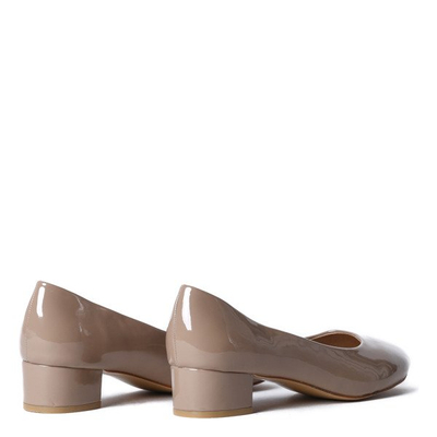 Czółenka na niskim słupku-kolor khaki - Obuwie