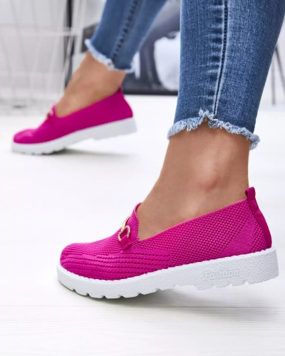 Adidași slip on de damă fucsia cu ornament auriu Enelida - Încălțăminte