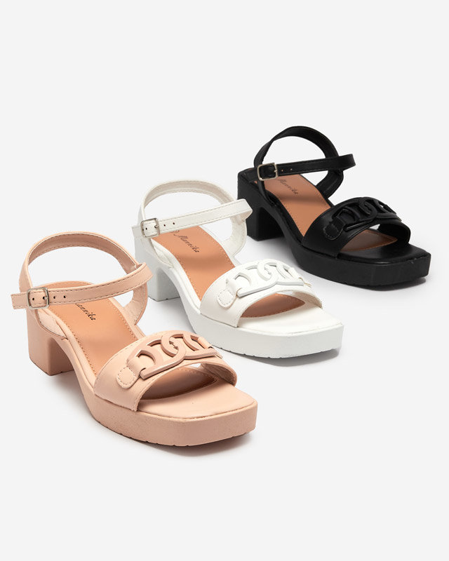 OUTLET Sandale de dama bej pe stalp Frokio - Incaltaminte