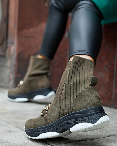 Cizme eco-suede izolate verzi de damă Cuzitta- Footwear