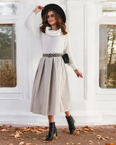 Fusta midi pentru femei de la Royalfashion a' la catifea