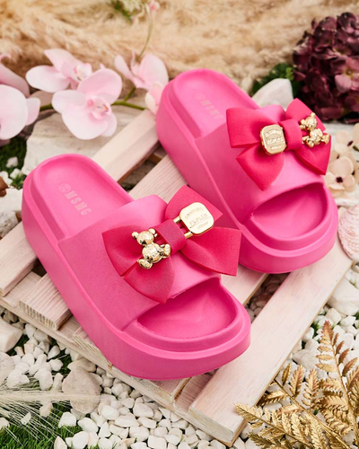 Royalfashion Șlapi de cauciuc pentru femei cu fundiță decorativă Apis