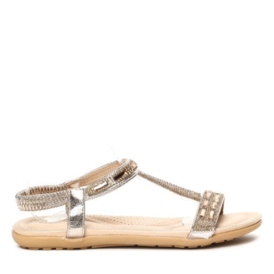 Złote sandały z cyrkoniami Veda- Obuwie