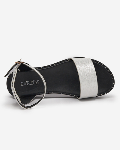 OUTLET Sandale dama argintie din piele ecologica cu sclipici Delika - Incaltaminte