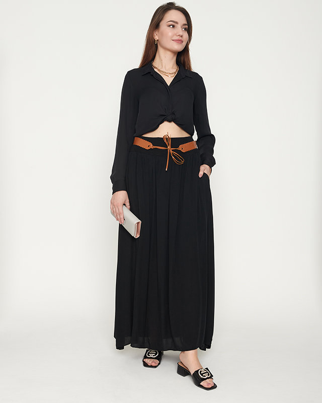 Fusta midi neagra pentru dama - Imbracaminte