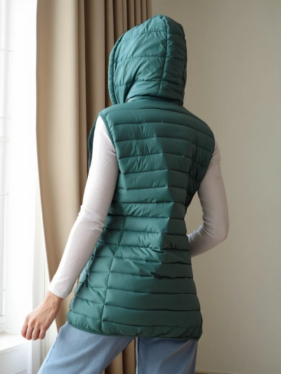 Royalfashion Geacă fără mâneci pentru femei cu glugă detașabilă