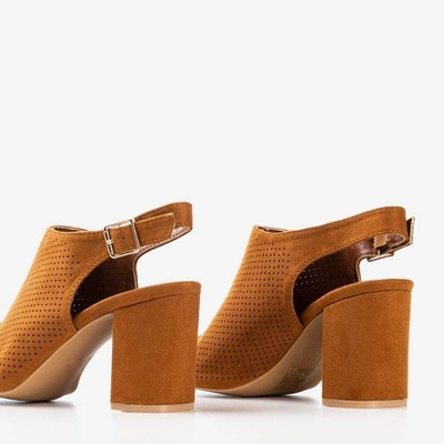 OUTLET Sandale ajurate maro pe un stâlp mai înalt Solana - Încălțăminte