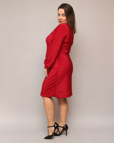 Royalfashion Rochie de damă strălucitoare înainte de genunchi în roșu PLUS SIZE