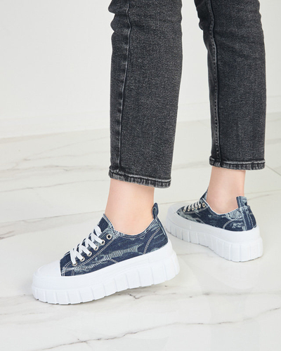 OUTLET Tenisi dama bleumarin a'la jeans pe platforma Resi - Incaltaminte