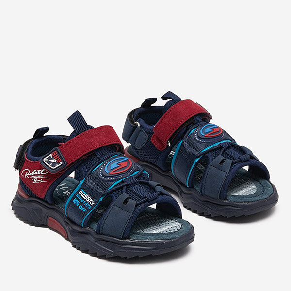 Sandale pentru băieți bleumarin și visiniu cu Velcro Roser-Footwear
