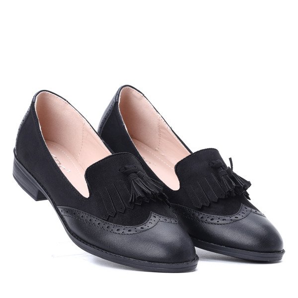 Czarne mokasyny z frędzlami Phoebe - Obuwie