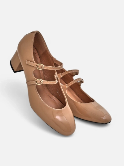 Royalfashion Pantofii cu toc pentru femei din patent cu curele Ovigs