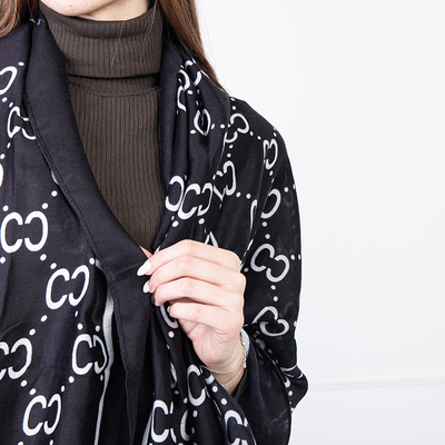 Eșarfă neagră de damă cu model - Accesorii