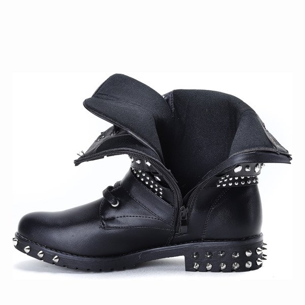 Czarne workery z ćwiekami Alex - Obuwie