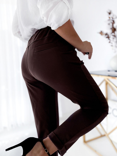 Royalfashion Pantaloni treggings pentru femei maro închis