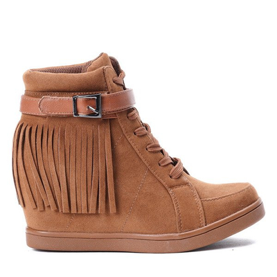 Botki na koturnie  - kolor camel - Obuwie