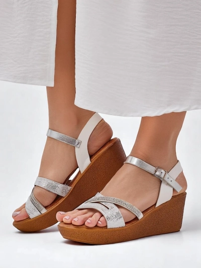 Sandale cu wedge pentru femei Royalfashion cu strassuri și sclipici Eclat