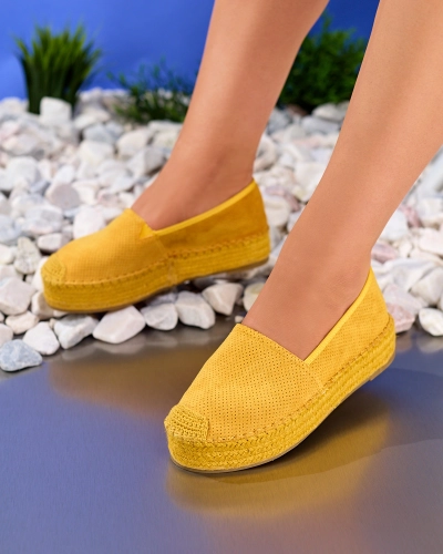 Espadrile de femei galbene pe platforma Alruna - Încălțăminte