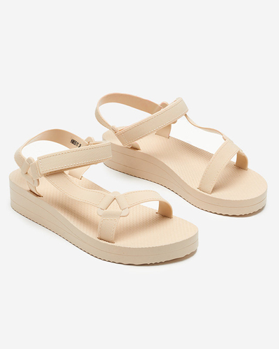 Sandale de damă bej cu toc plat Ostoy-Shoes