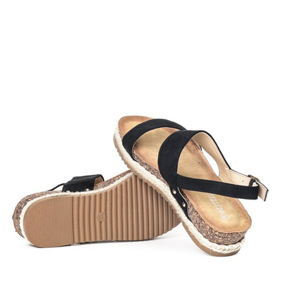 Czarne sandały na niskiej platformie Movisa - Obuwie