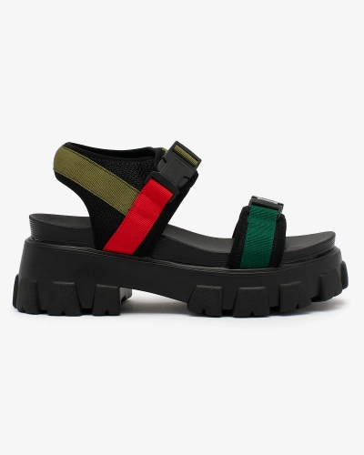 Royalfashion Sandale de damă verzi și negre cu talpă solidă Rodeksi