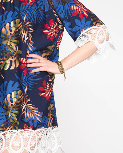 Tunica de dama cu frunze bleumarin - Imbracaminte