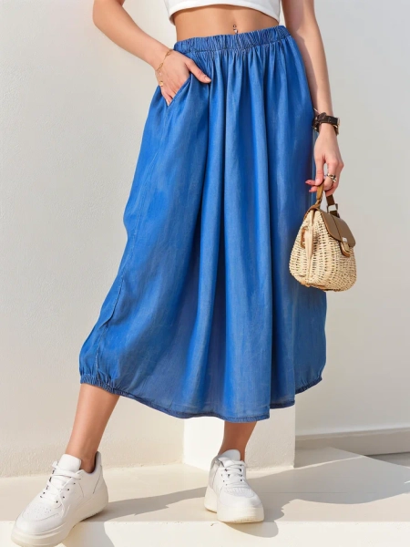 Fustă midi pentru femei Royalfashion care seamănă cu denim