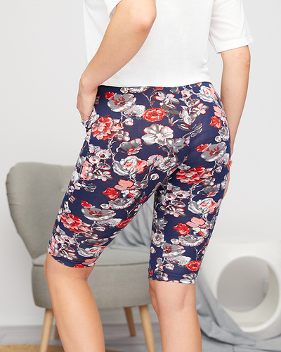 Pantaloni scurți de damă 3/4 cu model, bleumarin și roșu PLUS SIZE - Îmbrăcăminte