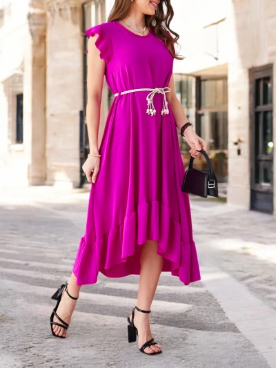 Rochie midi Royalfashion pentru femei cu volane și mâneci scurte