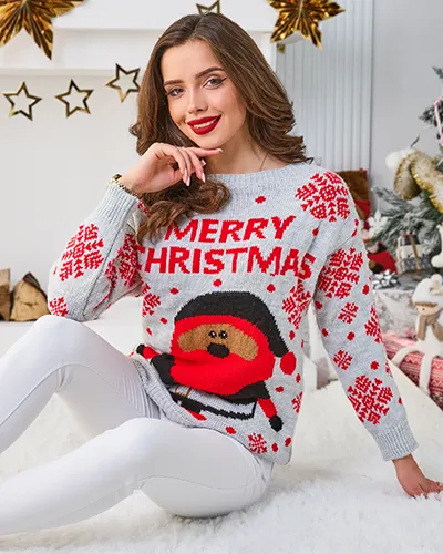 Royalfashion Pulover de Crăciun pentru femei cu Moș Crăciun