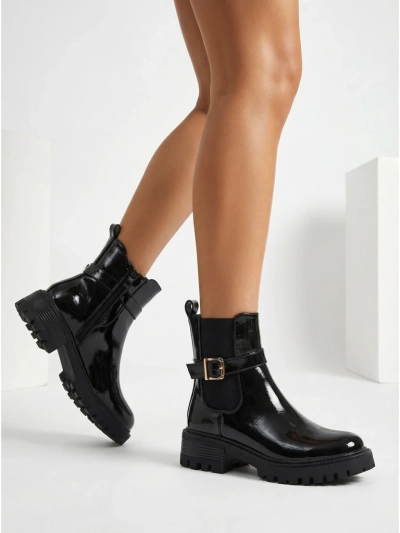 Botine de damă lăcuite din piele ecologică Calivi