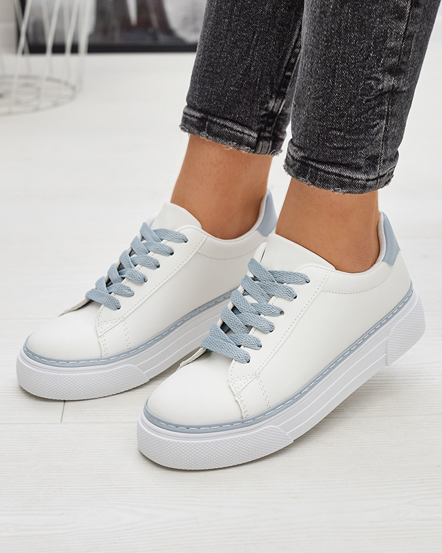 Adidași sport de damă albi cu inserții albastre Assalia - Încălțăminte