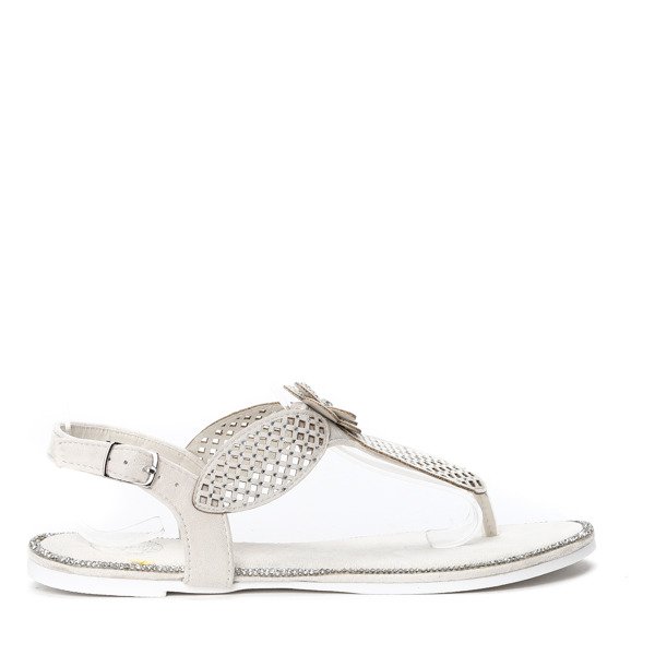 Białe sandały z cyrkoniami Tossima- Obuwie