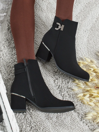Botine de damă din piele ecologică cu toc gros Ruvina