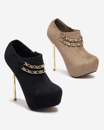 Pantofi cu toc înalt de damă, gri-bej Ehcso- Footwear