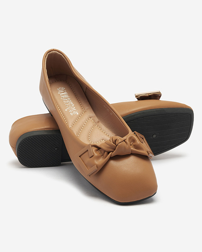Balerini de damă de culoare camel cu decor pe nas Caxien- Footwear