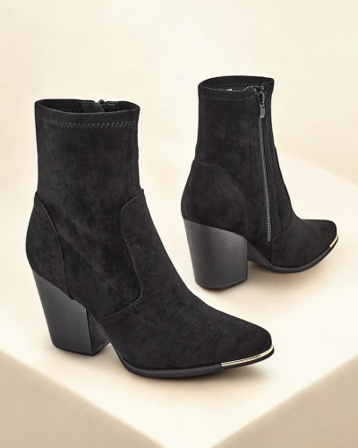 Cizme pentru femei din eco-sueda Royalfashion pe toc stiletto Gris