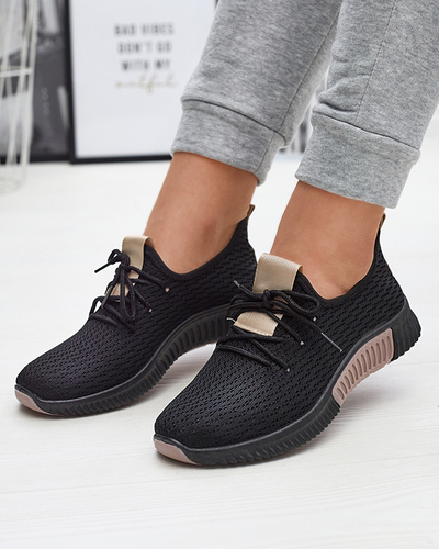 Pantofi sport negri pentru femei cu inserții maro Keteti - Încălțăminte